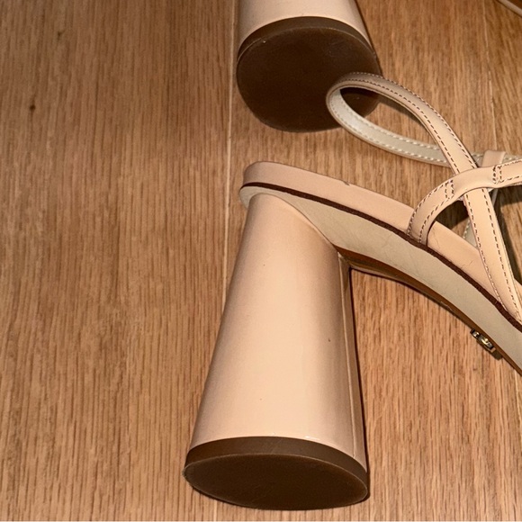 Sam Edelman Kit Block Heel Squared Open Toe Slingback Heeled Sandal Beige 8.5 - Picture 6 of 7